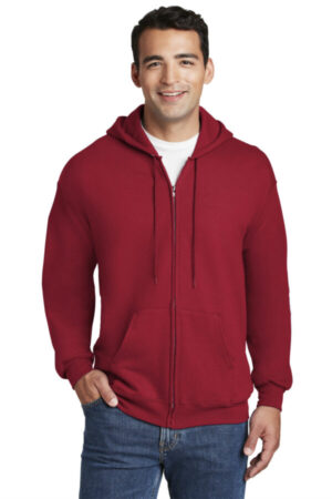 DEEP RED F283 hanes ultimate cotton-full-zip hooded sweatshirt