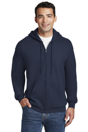 NAVY F283 hanes ultimate cotton-full-zip hooded sweatshirt