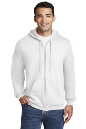 WHITE F283 hanes ultimate cotton-full-zip hooded sweatshirt