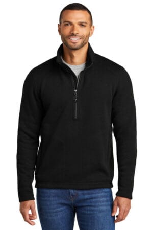 DEEP BLACK F426 port authority arc sweater fleece 1/4-zip