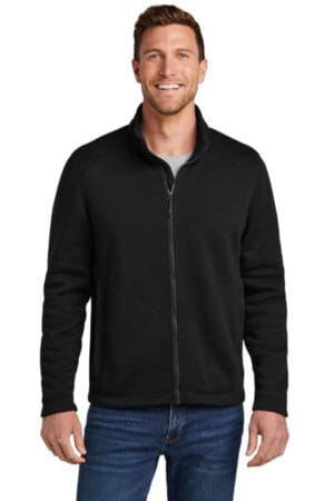 DEEP BLACK F428 port authority arc sweater fleece jacket