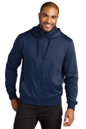 RIVER BLUE NAVY F814 port authority smooth fleece hooded jacket