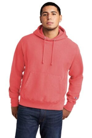 CORAL CRAZE GDS101 champion reverse weave garment-dyed hooded sweatshirt