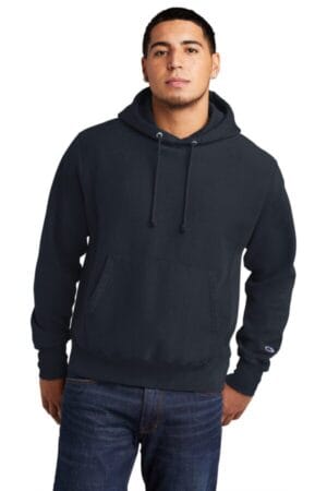 NAVY GDS101 champion reverse weave garment-dyed hooded sweatshirt