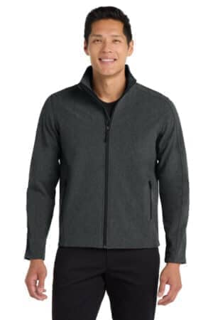 BLACK CHARCOAL HEATHER J317 port authority core soft shell jacket