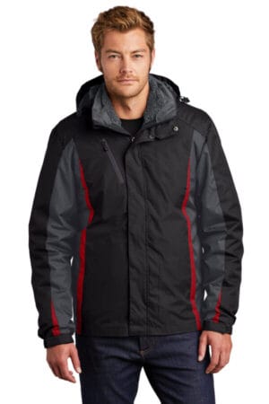 BLACK/ MAGNET/ SIGNAL RED J321 port authority colorblock 3-in-1 jacket