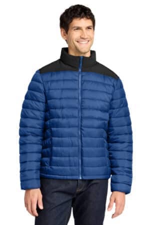 TRUE BLUE/ DEEP BLACK J364 port authority horizon puffy jacket