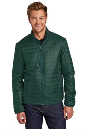 TREE GREEN/ MARINE GREEN J850 port authority packable puffy jacket