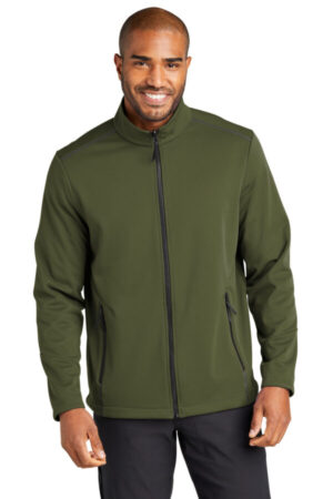 OLIVE GREEN J921 port authority collective tech soft shell jacket