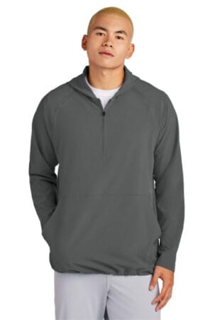 IRON GREY JST488 sport-tek repeat 1/2-zip long sleeve hooded jacket