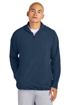 TRUE NAVY JST488 sport-tek repeat 1/2-zip long sleeve hooded jacket