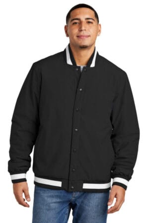 BLACK JST58 sport-tek insulated varsity jacket