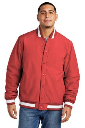 DEEP RED JST58 sport-tek insulated varsity jacket