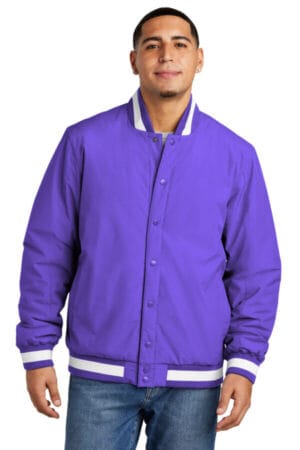 PURPLE JST58 sport-tek insulated varsity jacket