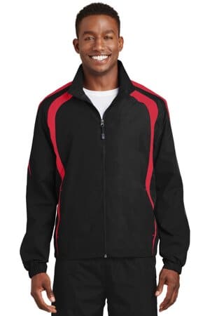 BLACK/ TRUE RED JST60 sport-tek colorblock raglan jacket