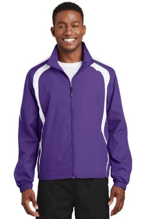 PURPLE/ WHITE JST60 sport-tek colorblock raglan jacket
