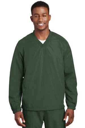FOREST GREEN JST72 sport-tek v-neck raglan wind shirt