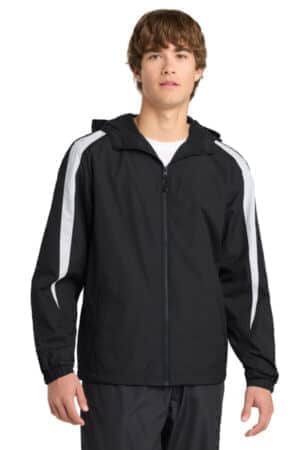 BLACK/ WHITE BLACK/ WHITE JST81 sport-tek fleece-lined colorblock jacket