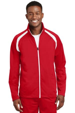 TRUE RED/ WHITE JST90 sport-tek tricot track jacket