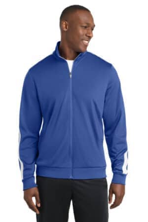 JST94 sport-tek tricot sleeve stripe track jacket