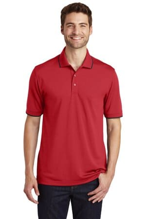 RICH RED/ DEEP BLACK K111 port authority dry zone uv micro-mesh tipped polo
