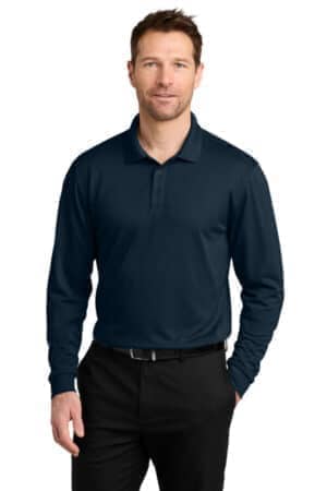 RIVER BLUE NAVY K240LS port authority wearever performance pique long sleeve polo