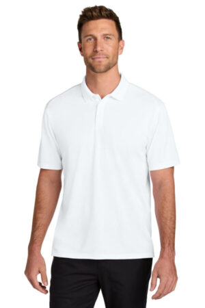WHITE K240 port authority wearever performance pique polo