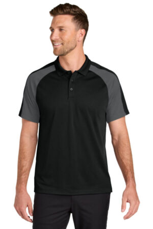 DEEP BLACK/ STORM GREY K247 port authority wearever performance pique colorblock polo