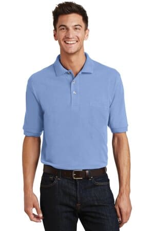 LIGHT BLUE K420P port authority heavyweight cotton pique polo with pocket