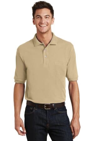 STONE K420P port authority heavyweight cotton pique polo with pocket