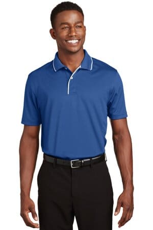 ROYAL/ WHITE K467 sport-tek dri-mesh polo with tipped collar and piping
