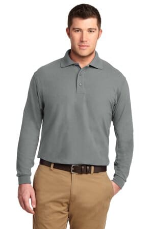 COOL GREY K500LS port authority silk touch long sleeve polo