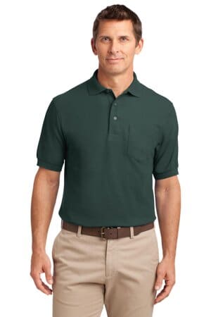 DARK GREEN K500P port authority silk touch polo with pocket