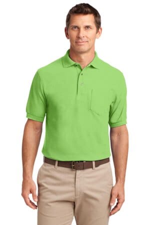 LIME K500P port authority silk touch polo with pocket