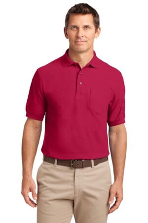 RED K500P port authority silk touch polo with pocket