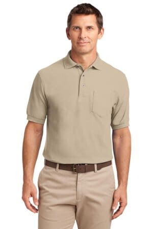 STONE K500P port authority silk touch polo with pocket