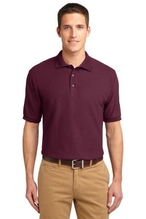 BURGUNDY K500ES port authority extended size silk touch polo