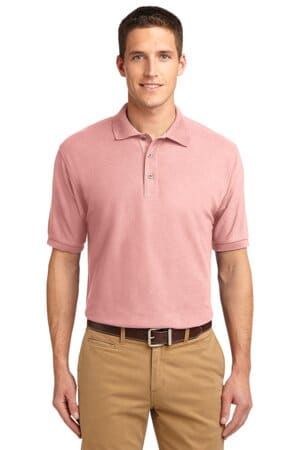LIGHT PINK K500 port authority silk touch polo
