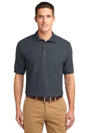 STEEL GREY K500ES port authority extended size silk touch polo