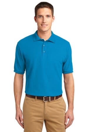 TURQUOISE K500 port authority silk touch polo