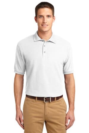 WHITE K500ES port authority extended size silk touch polo