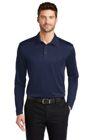 NAVY K540LS port authority silk touch performance long sleeve polo