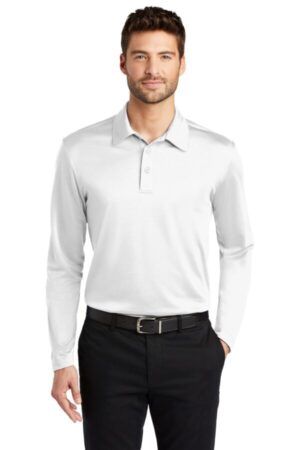 WHITE K540LS port authority silk touch performance long sleeve polo