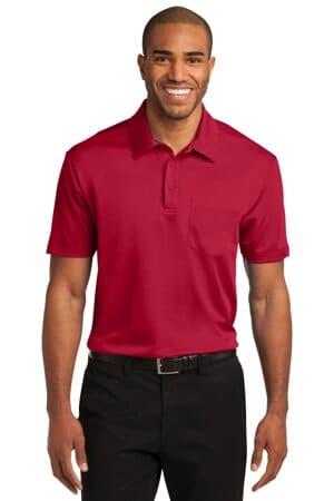 red polo black pants