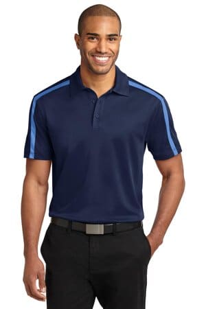 K547 port authority silk touch performance colorblock stripe polo