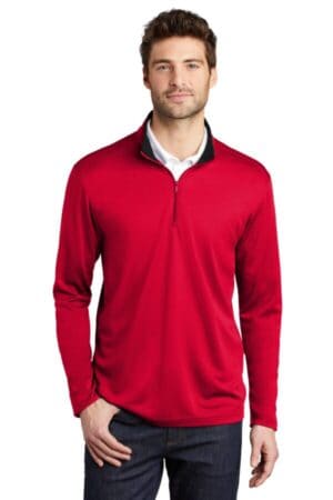 RED/ BLACK K584 port authority silk touch performance 1/4-zip