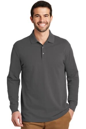STERLING GREY K8000LS port authority ezcotton long sleeve polo