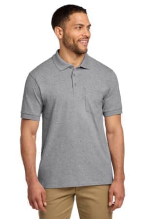 KP55P port & co core blend jersey knit pocket polo