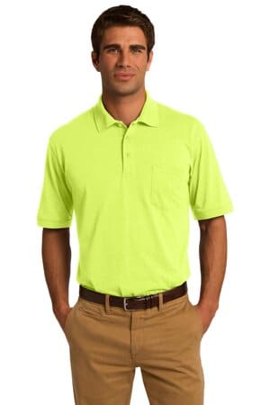 SAFETY GREEN KP55P port & company core blend jersey knit pocket polo
