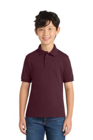 ATHLETIC MAROON KP55Y port & co youth core blend jersey knit polo